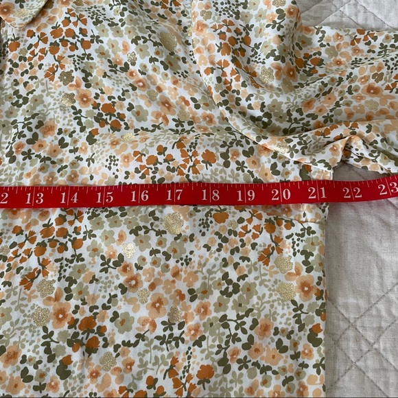 NWT LC Lauren Conrad Micro Floral Tie Front Long Sleeve Button Up Blouse Size M - Picture 11 of 13